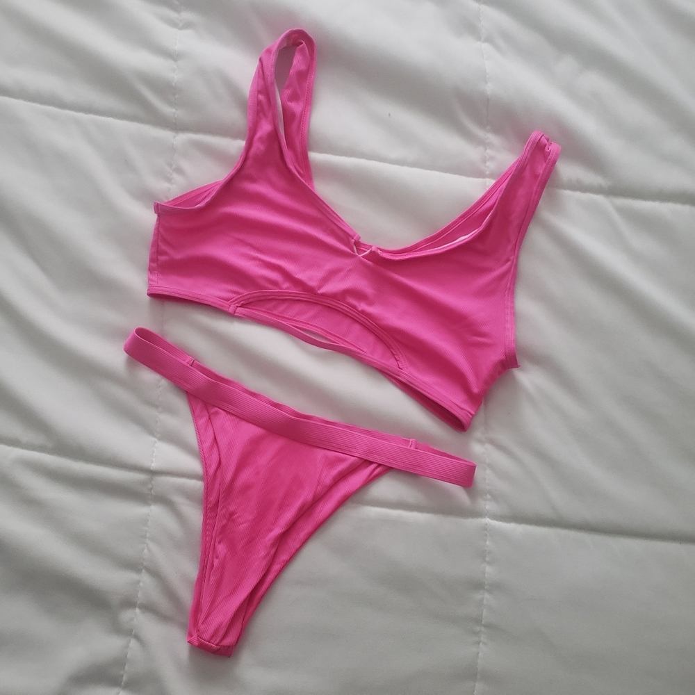 SHEIN Pink Cutout Bikini